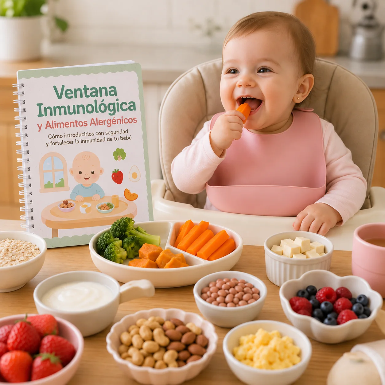 Aprenderás la ventana inmunológica de tu bebé para introducir los alérgenos en el momento justo