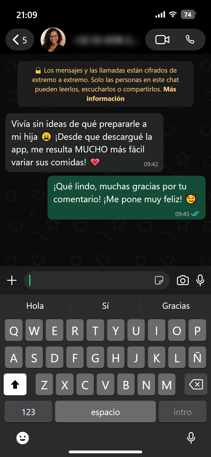 Testimonio de mamá por WhatsApp 1